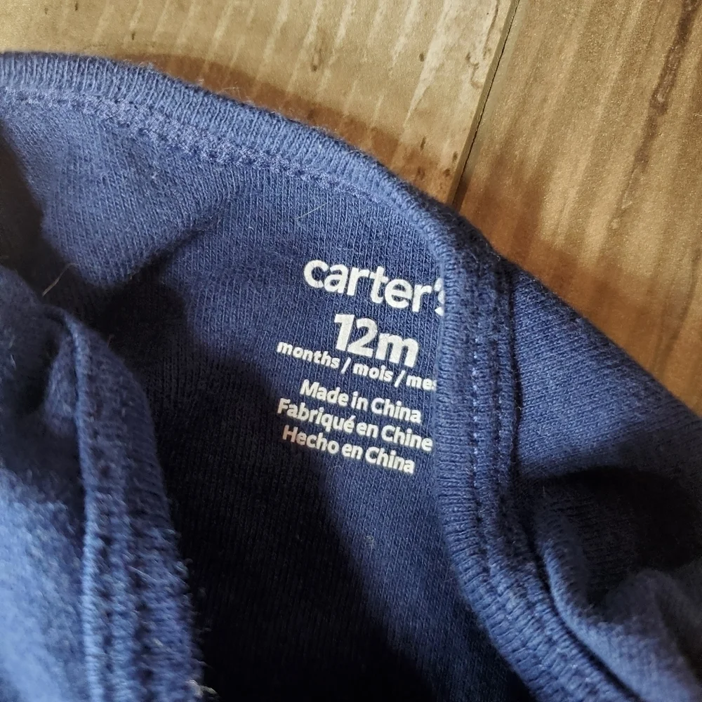 Carter's Baby Boy Size 12m Blue Onesie Bodysuit Bundle NWOT 2 Piece